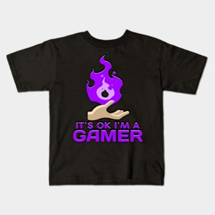 Its Ok Im A Gamer Purple Kids T-Shirt